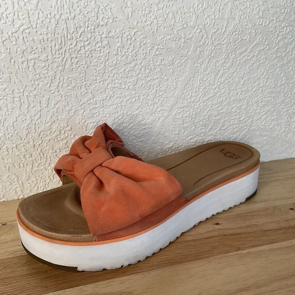 UGG Joan Vibrant Coral Clog Platfrom‎ Slid Sandals Women Size 9.5